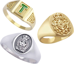 Three examples of rings from the corporate line.